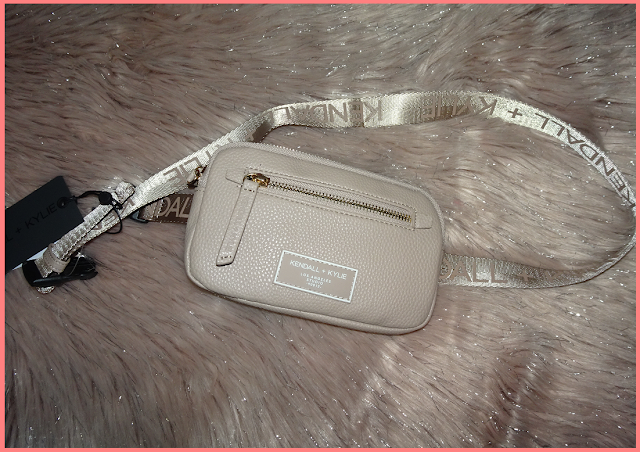 new in: kendall + kylie light beige rubber-patch belt bag