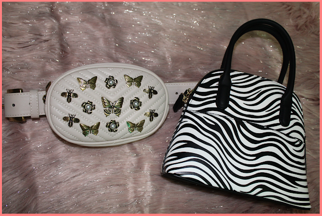 new in: butterfly belt bag + zebra print purse